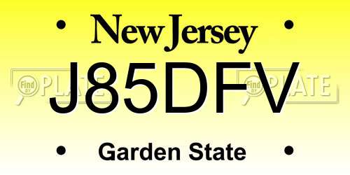 J85DFV New Jersey License Plate