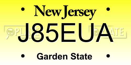 J85EUA New Jersey License Plate