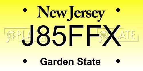 J85FFX New Jersey License Plate