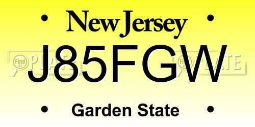 J85FGW New Jersey License Plate