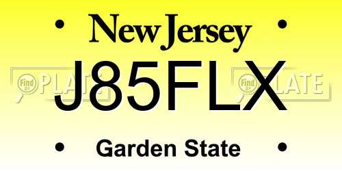 J85FLX New Jersey License Plate