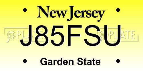 J85FSU New Jersey License Plate