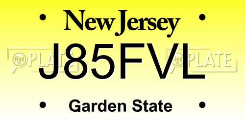 J85FVL New Jersey License Plate