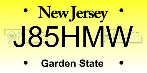 J85HMW New Jersey License Plate