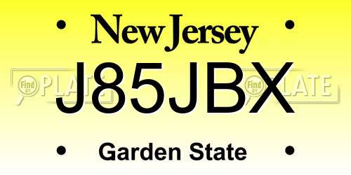J85JBX New Jersey License Plate