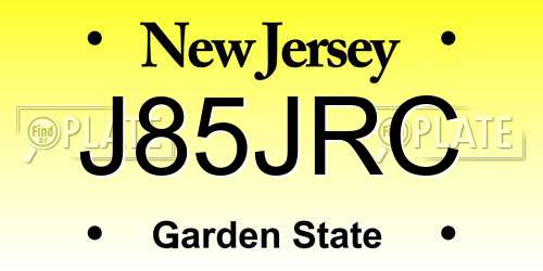J85JRC New Jersey License Plate