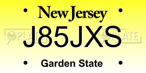 J85JXS New Jersey License Plate