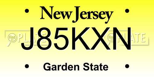 J85KXN New Jersey License Plate