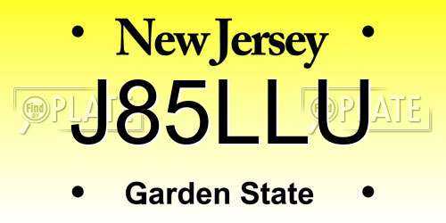 J85LLU New Jersey License Plate