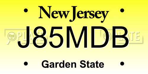 J85MDB New Jersey License Plate