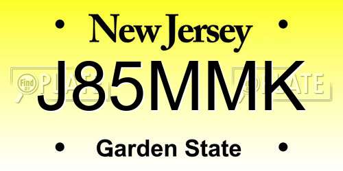 J85MMK New Jersey License Plate