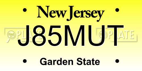 J85MUT New Jersey License Plate
