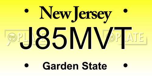 J85MVT New Jersey License Plate