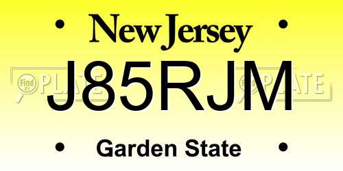 J85RJM New Jersey License Plate