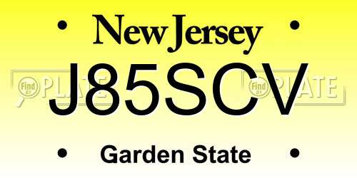 J85SCV New Jersey License Plate