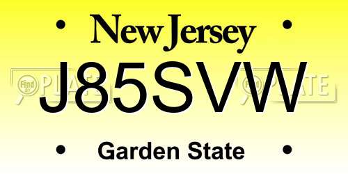 J85SVW New Jersey License Plate