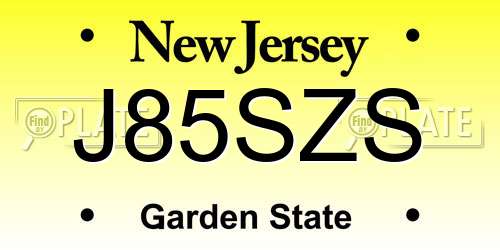 J85SZS New Jersey License Plate