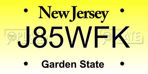 J85WFK New Jersey License Plate