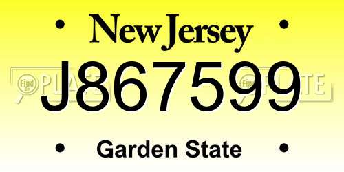 J867599 New Jersey License Plate