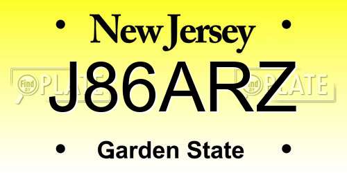 J86ARZ New Jersey License Plate