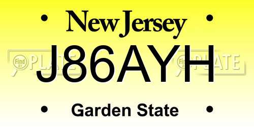 J86AYH New Jersey License Plate