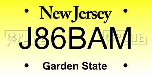 J86BAM New Jersey License Plate