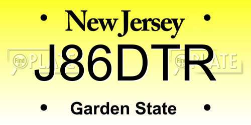 J86DTR New Jersey License Plate