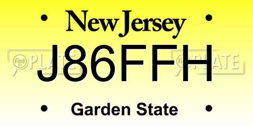 J86FFH New Jersey License Plate
