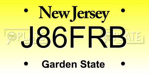 J86FRB New Jersey License Plate