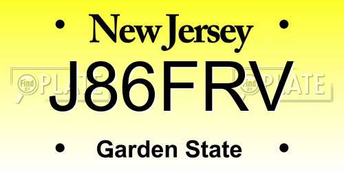 J86FRV New Jersey License Plate