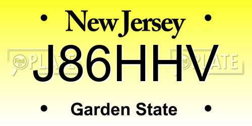 J86HHV New Jersey License Plate