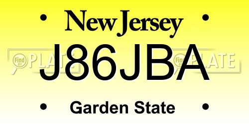 J86JBA New Jersey License Plate