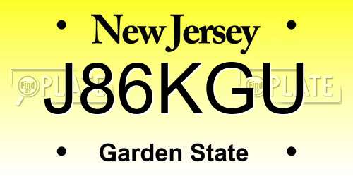 J86KGU New Jersey License Plate