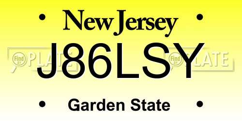 J86LSY New Jersey License Plate