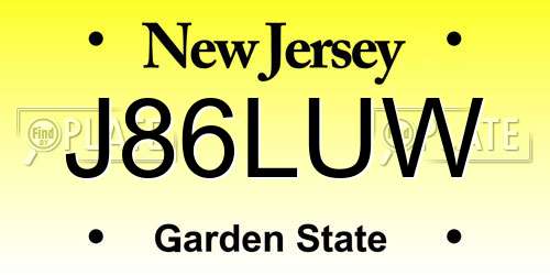 J86LUW New Jersey License Plate