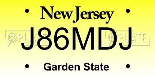 J86MDJ New Jersey License Plate