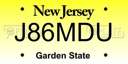 J86MDU New Jersey License Plate