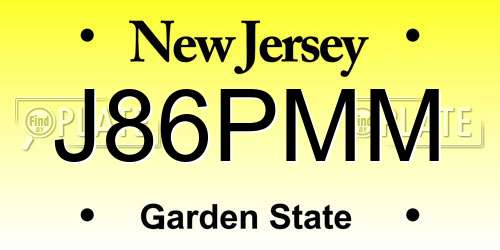 J86PMM New Jersey License Plate