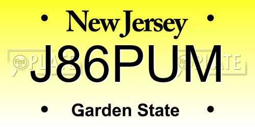 J86PUM New Jersey License Plate