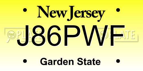 J86PWF New Jersey License Plate