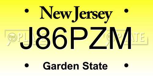 J86PZM New Jersey License Plate