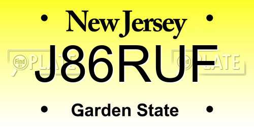 J86RUF New Jersey License Plate