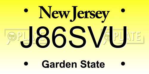 J86SVU New Jersey License Plate