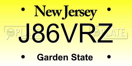 J86VRZ New Jersey License Plate