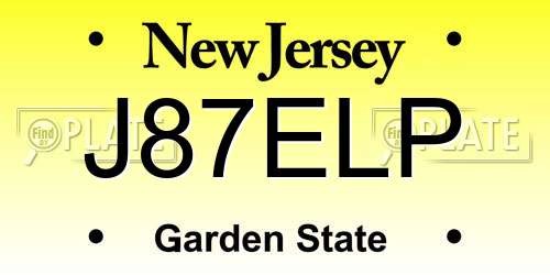 J87ELP New Jersey License Plate