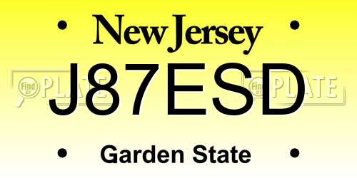 J87ESD New Jersey License Plate