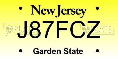 J87FCZ New Jersey License Plate