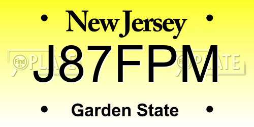 J87FPM New Jersey License Plate