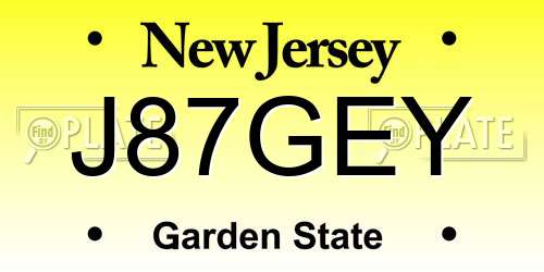 J87GEY New Jersey License Plate