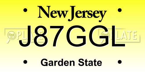 J87GGL New Jersey License Plate